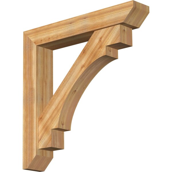 Ekena Millwork Merced Slat Rough Sawn Bracket w/ Offset Brace, Western Red Cedar, 8"W x 46"D x 46"H BKT0806X46X46MRC06RWR - main